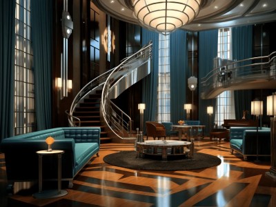 2D Rendering Of The Lobby Of A Historical Hotel
