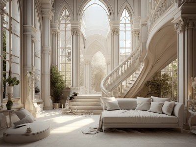 3D Image About A Room With Fancy Stairs And Fancy Furniture