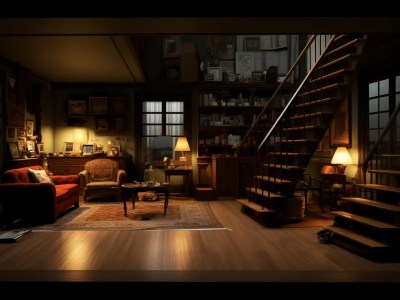 3D Modeling Of A House Interior In A Dark House