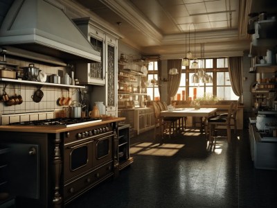 3D Rendering Of A Cozy Home Kitchen