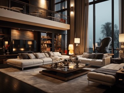 3D Rendering Of A Living Area With Windows
