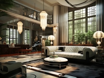 3D Rendering Of Living Room Furniture In A 1920 S Style House