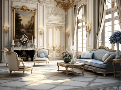 3D Rendering Of The Rococo Style Living Room