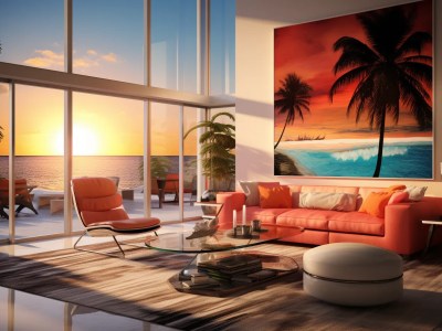 Beach House Living Room With A Tropical Theme