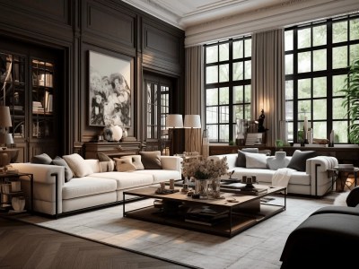 Beautiful Living Room Design With Brown, Black, And White Furniture