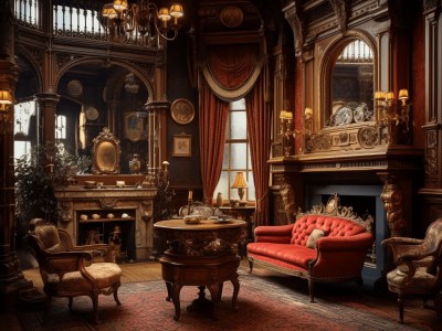 Beautiful Victorian Room With Fancy Furniture And Ornate Furnishings