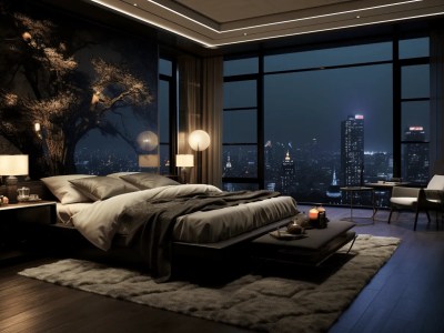 Bedroom Scene With Lights, Walls And Furniture