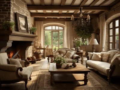 Beige Sitting Room And Fireplace