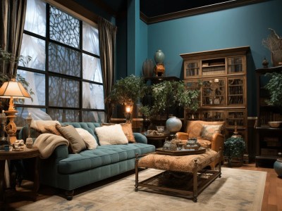 Blue Walls Of Living Room