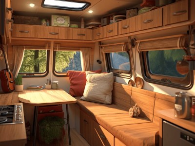 Camper Trailer Kitchen  Home Interior Design 3D Rendering