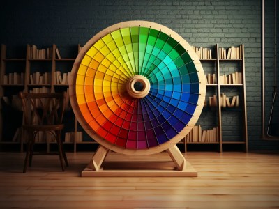 Color Wheel In Front Of A Room With Books