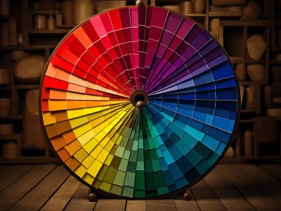 Colorful Wheel Of Paint In A Wooden Room