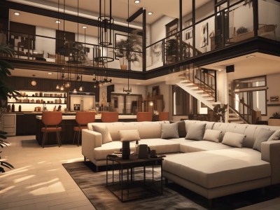 Contemporary Design Living Room Inside Modern Lofts 3D Rendering Home Design