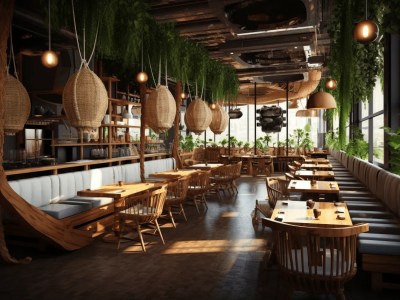 Dining Room Inside A Restaurant With Natural Elements