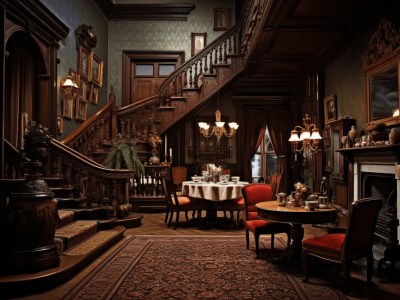 Dining Room Is Decorated Like The Old Victorian Style