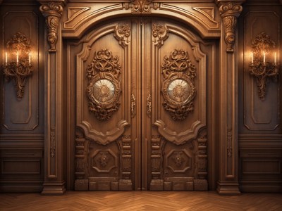 Elaborate Old Wooden Door In A Room