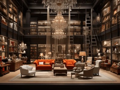 Elegant, Dark, And Fancy Design With Furniture And Chandelier Lighting