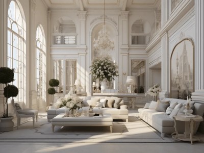 Elegant Living Room In The White Shades