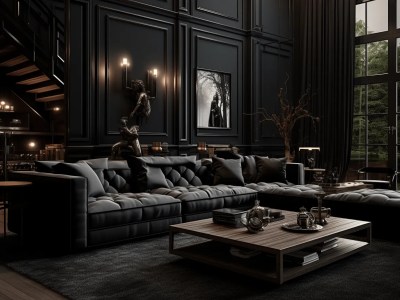Elegant Living Room With Black Walls