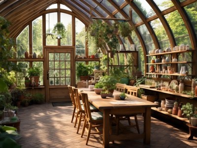 Greenhouse Filled With Potted Plants And Pots