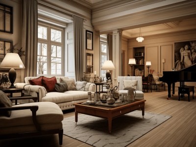 Home Living Room In A Classical Interior Design