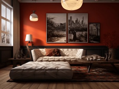 Image For Red Living Room Retouching A Wall Paint
