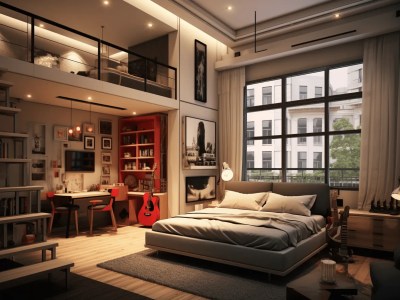 Image Of An Open Plan Loft Like Bedroom