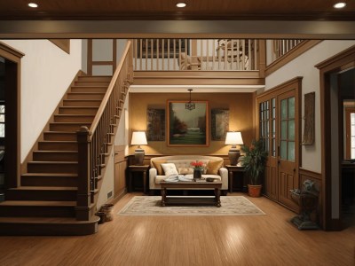 Image Of The Living Room And Staircase