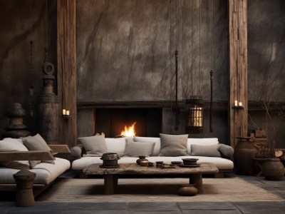 Impressive Room With A Fireplace And Wooden Walls
