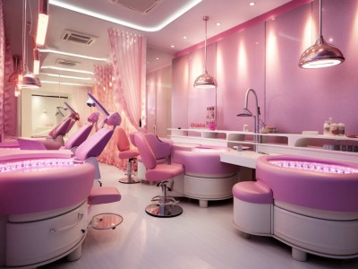 In The Salon Beauty Salons With Pink Furniture And Lamps