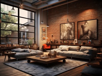 Industrial Themed Living Room With Brick Walls