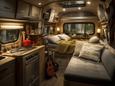 Inside Of A Small Camper Van With A Stove