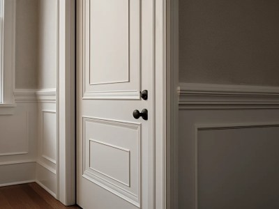 Interior Door On An Empty Hallway With Wood Grain