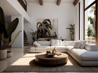 Interior Living Space With White Couches
