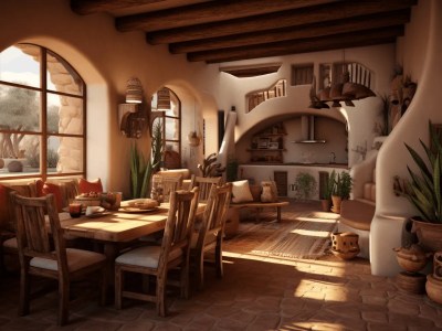 Interior Of A Rustic Adobe House