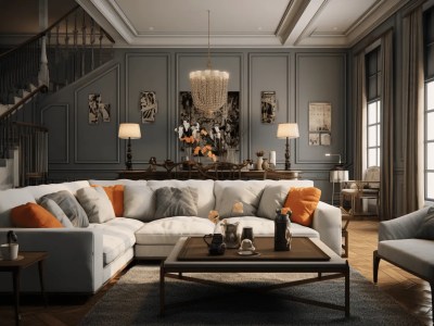 Interior Shot Of A Living Room In Gray