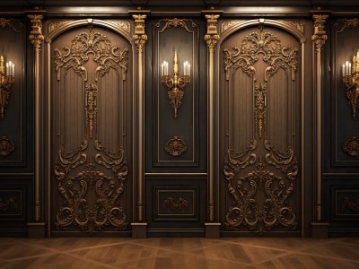 Intricate Ornate Doors In An Ornate Room With Gold Accents
