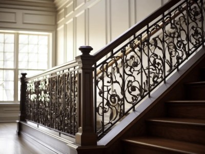 Iron, Wrought Staircase In A Home