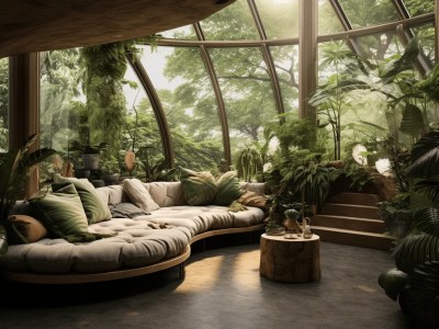 Jungle Room With Plants Around The Couch