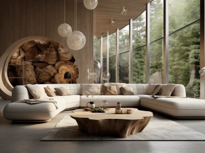 Large Living Room In A Wood Frame