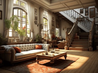 Large Living Room With Stairs