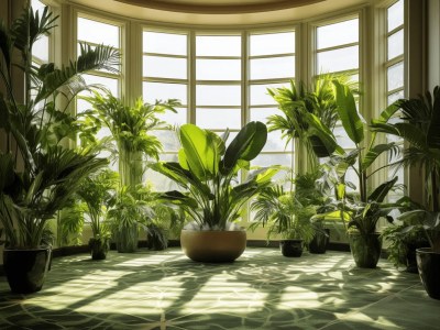 Large Room Full Of Green Plants, Sunlight, And An Open Space