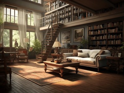 Library With Bookshelves And A Couch