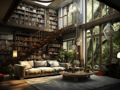 Living Room Filled With Stacks Of Books