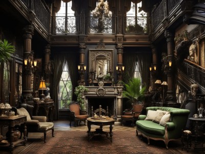 Living Room In A Large Ornate Building