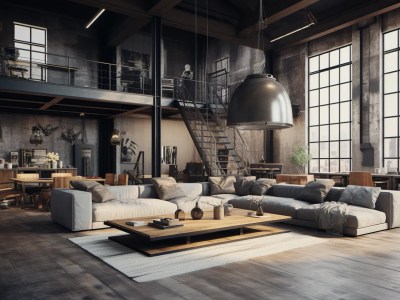 Living Room In An Industrial Building