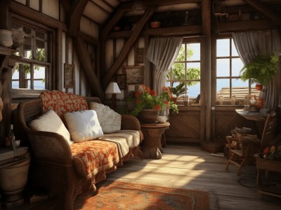 Living Room In An Old Cottage