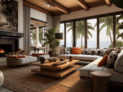 Living Room Is Surrounded By Palm Trees
