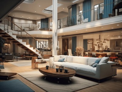 Living Room Of Luxury Yacht In 3D Design