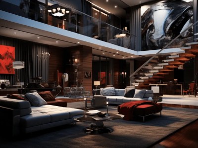 Living Room On The Upper Floor Of A Highrise